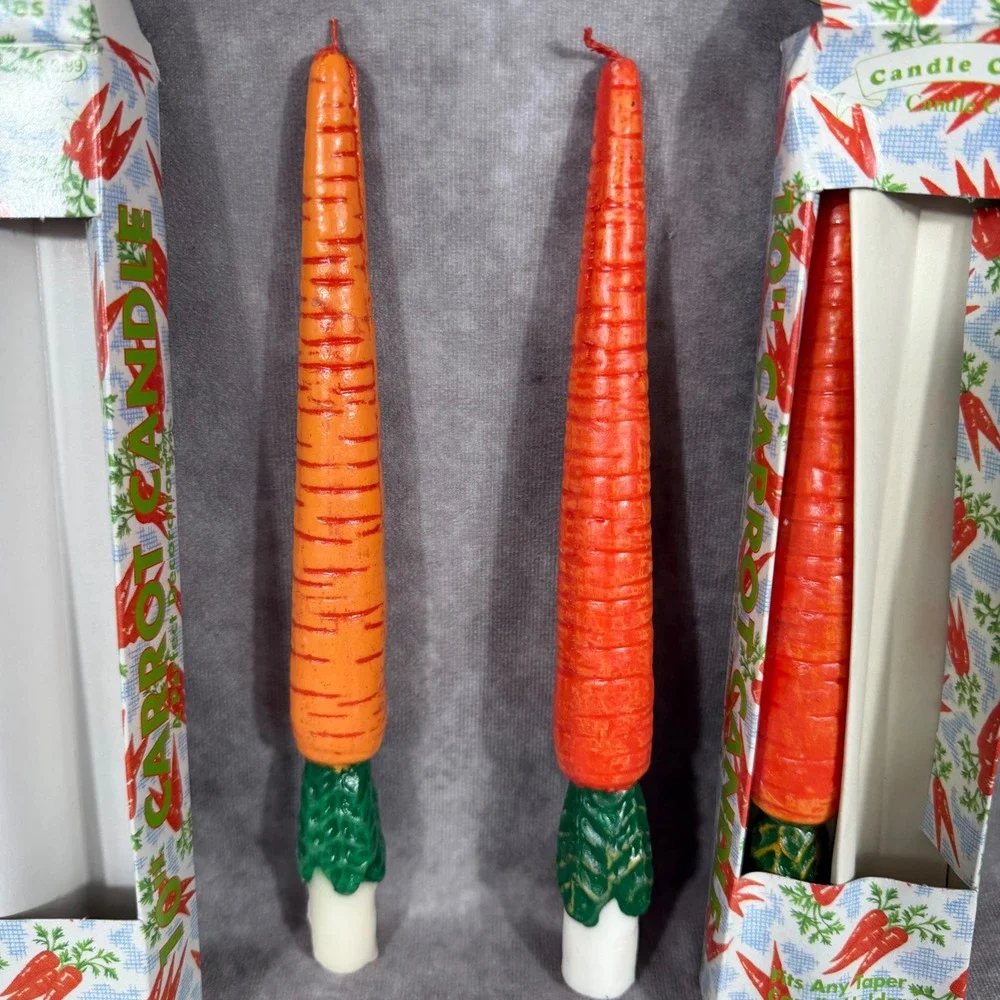 Vtg 1996 Loomco Carrot Taper Candles Set of 4 Easter Spring Decor 10